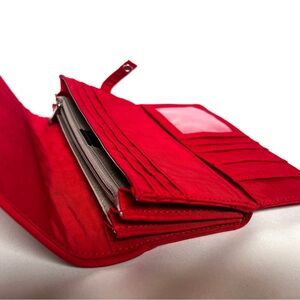 Kipling Red RFID Nylon Travel Wallet Organizer | Card Holder Zip Coin Purse
